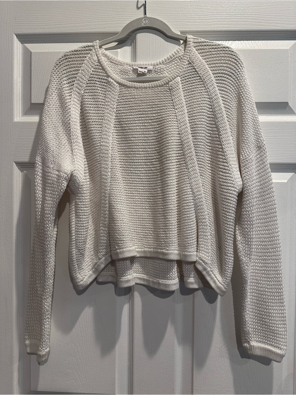 Helmut Lang Cream Textured Knit Cotton Sweater